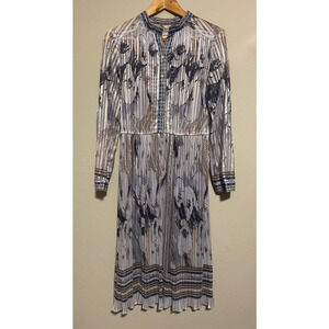 Vintage Gossamer Womens Dress 16.5 US 8 Blue Abstract Crinkle No Liner Sheer 60s